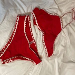 Red bathing suit halter top